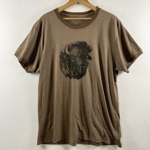 VTG Realtree Mens Ringer Buffalo Graphic T Shirt Large Brown Outdoor‎ Nature USA